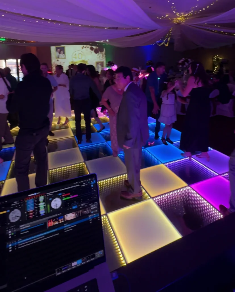 DJ View Crowded LED Dance Floor Los Angeles