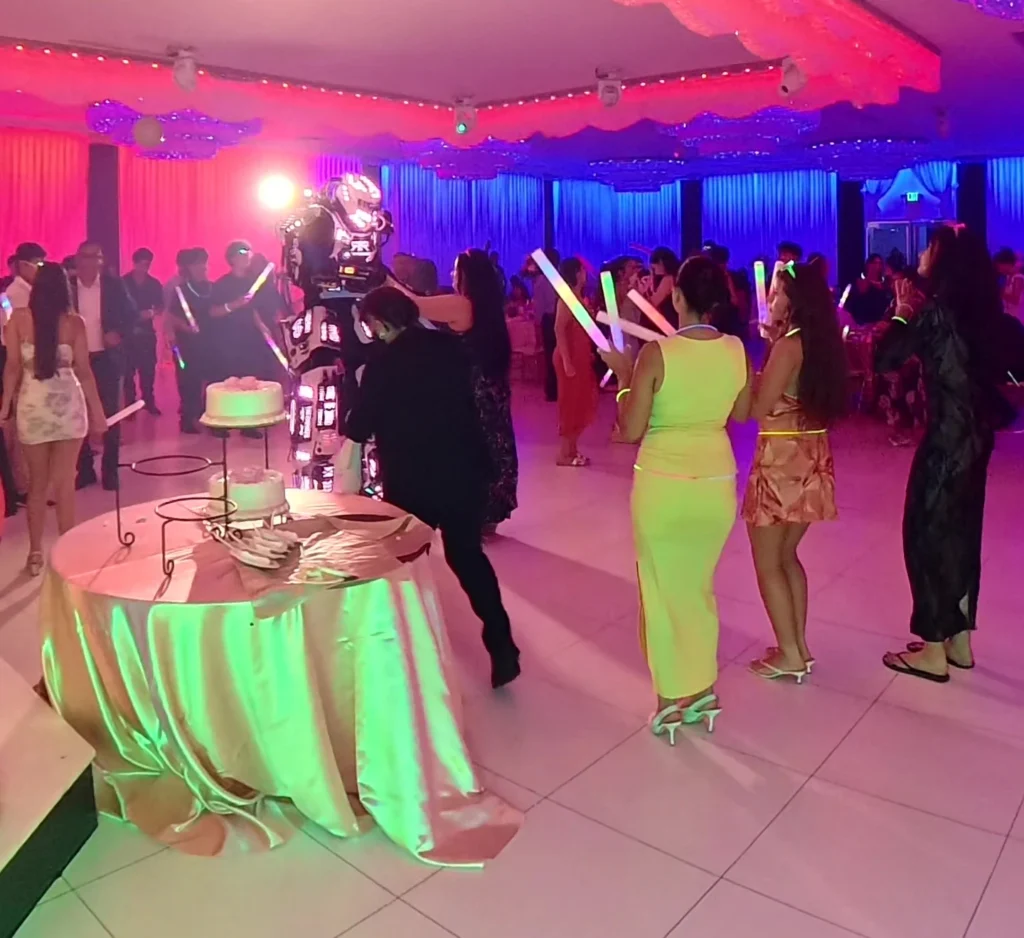 LED Party Robot With Dancing Guests Los Angeles