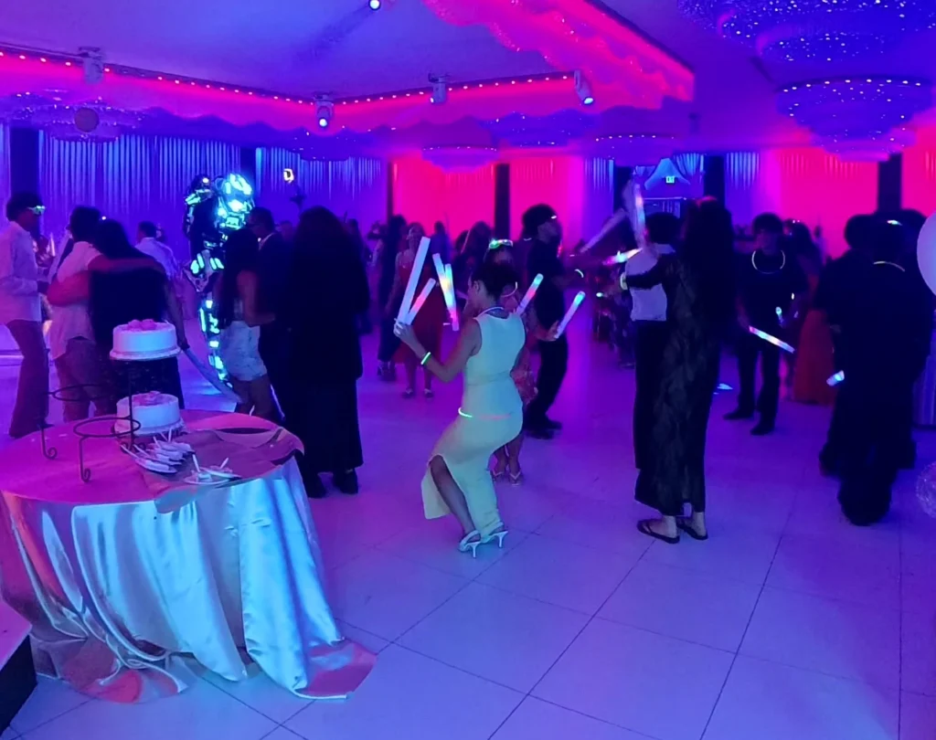 LED Robot Entertaining Party Guests Los Angeles