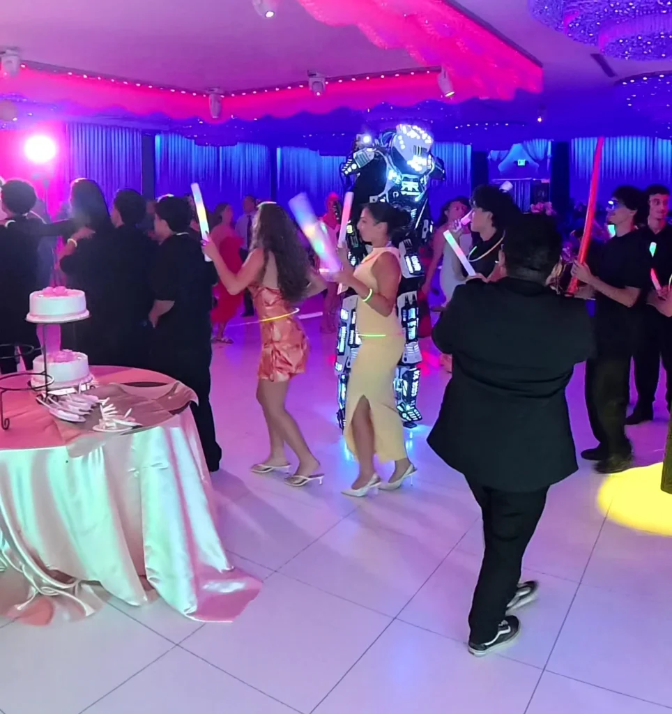 Party Guests Dance With LED Robot Los Angeles