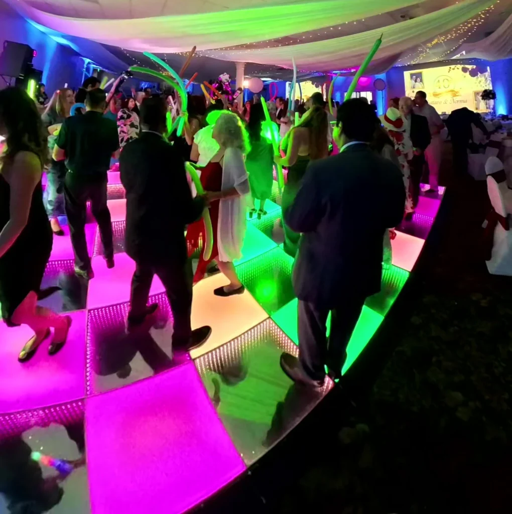 Party Guests Dancing Colorful LED Floor Los Angeles