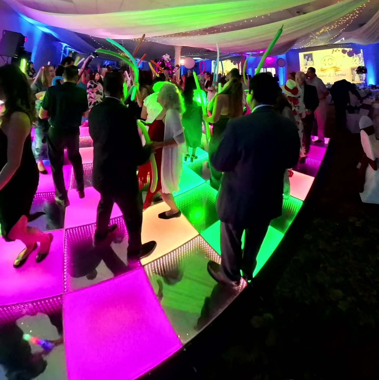 Party Guests Dancing Colorful LED Floor Los Angeles
