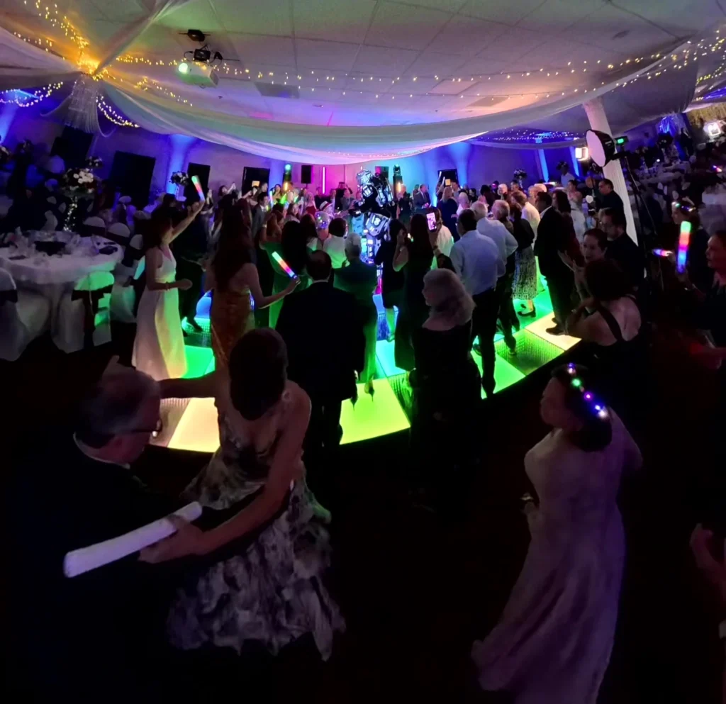Private Event Guests Dancing Colorful LED Floor in Los Angeles